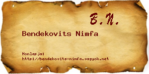 Bendekovits Nimfa névjegykártya
